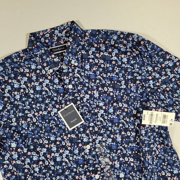 Club Room Short Sleeve Floral-Print Shirt Mens Small‎ Navy Blue - Picture 3 of 4
